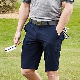 Men's Shorts Dress Shorts Golf Shorts Pocket Straight Leg Plain Quick Dry No-Iron Knee Length Outdoor Daily Running Fashion Business Black Navy Blue Stretchy