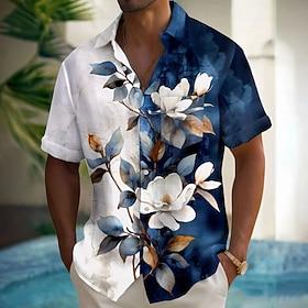Men's Floral Print Flowers Shirt Casual Shirt Button Up Shirt Short Sleeve Vintage Retro Vacation Holiday Streetwear Summer Spring Turndown 3D Print Collared S