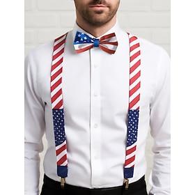 United States 250th Anniversary Men's American Flag Suspenders and Bow Tie Set β Patriotic Adjustable Y-Back Braces with Clips, Stars and Stripes Design, Indep