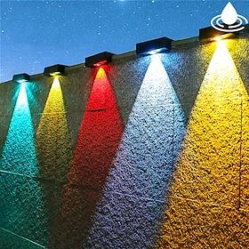 Solar Wall Wash Light RGB/Warm Lighting Outdoor Waterproof High Brightness Solar Wall Lamp Garden Yard Balcony Fence Garage Porch Wall Decoration 1/2/4pcs