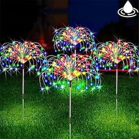 1 Pack Solar Fireworks Lights 90/120/150/200 LEDS Outdoor DIY Solar Lights Copper Filament Garden Decorative Lights Waterproof Fairy Lights Lawn Lights