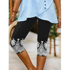Women's Leggings Capri Pants High Elasticity Vacation Vintage Fashion Calf-Length Mid Waist Floral Graphic Printing Breathable Soft Stretchy Formal Vacation St