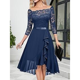 Women's Midi Dress Lace Dress Party Dress Cocktail Dress Wedding Guest Dress Fashion Party Modern Vacation Evening Party Wedding Regular Fit Pure Color Half Sl