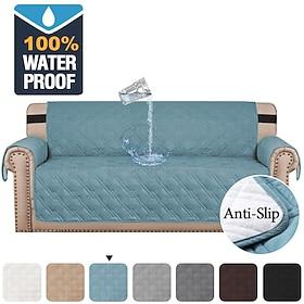 Waterproof Couch Cover for Cushion Couch Sofa Cover for Dogs Water Resistant Furniture Protector Cover with Foam Sticks Elastic Straps for Pet Cat