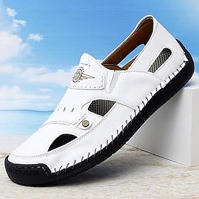Men's White Casual Slip-On Sandals – Breathable Outdoor Summer Shoes for Beach, Vacation Daily Wear