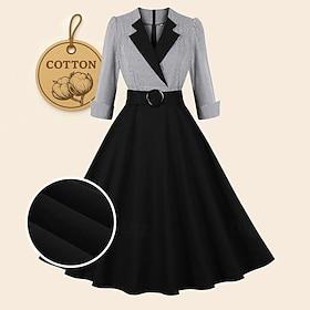Retro Vintage 1950s Vintage Dress Cocktail Dress Swing Dress Flare Dress Plaid Checkered Fancy Dress Women's Masquerade Party / Evening Bachelorette Party Adul