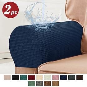 Stretch Armrest Covers Spandex Water Resistant Arm Covers for Chairs Burgundy Red Couch Sofa Armchair Slipcovers for Recliner Sofa Set of 2pcs