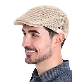 Men's Casual Mesh Flat Cap - Lightweight and breathable design with adjustable straps, multiple colors, fashionable for outdoor activities, sports and daily we