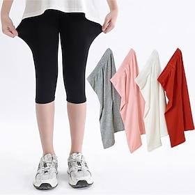 Kids Girls' Leggings Solid Color Daily School 4-12 Years Spring Black White Pink