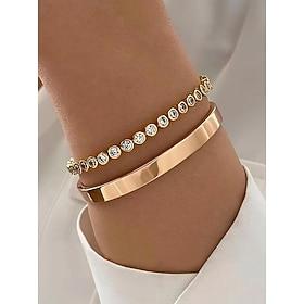 Women's Gold-Tone Crystal Bracelet Set – Elegant Stacking Bangles for Parties, Dates and Daily Wear