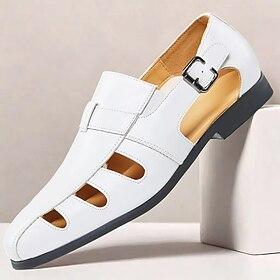 Men's White Sandals with Open-Toe Design, Adjustable Strap, and Breathable Upper - Perfect for Summer Days, Beach Vacations and Casual Outings