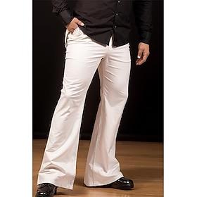 Retro Vintage 1970s Groovy Bell Bottom Pants Flared Trousers Hippie Disco mid rise Solid Color Fancy Dress Men's Halloween Carnival Music Festival Retro Theme