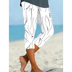 Women's Capri Pants Leggings Vacation Vintage Fashion Calf-Length High Waist Graphic Polka Dot Striped Printing Soft Breathable Stretchy Daily Outdoor Vacation