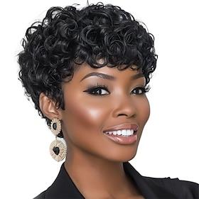 Short Pixie Cut Wig for Black Women Afro Short Curly Wigs Natural Black Wigs for Black Women Synthetic Short Curly Hair Wig