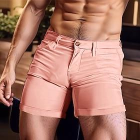 Men's Shorts Summer Shorts Work Shorts Casual Shorts Buttons Pocket Plain Comfort Short Holiday Beach Weekend Fashion Casual White Yellow