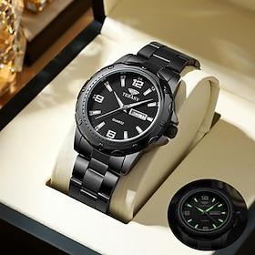Elegant Men'S Stainless Steel Bracelet Business Quartz Watch Ipx7 Water Resistance Rating Luminous Date And Day Display Fashionable And Trendy Casual Versatile
