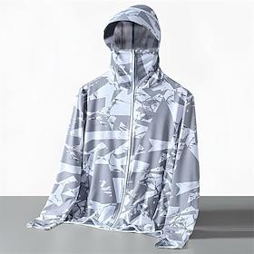 Men's Camouflage Running Jacket Outdoor Jacket Summer Spring Full Zip Long Sleeve Athletic Sun Protection Quick Dry Lightweight UV Cooling Breathable Tennis Go