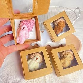 Handmade Mini Plush Teddy Bear in Gift Box, Pocket-Sized Stuffed Animal Toy for Kids and Adults, Cute Tiny Bear for Birthday, Valentine's Day, Anniversary Gift