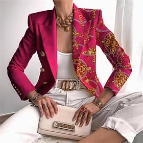 Women's Blazer Comfortable Print Elegant Fashion Casual Pattern Going out Casual Daily Cardigan Regular Lapel Regular Fit Long Sleeve Outerwear Wine Light Purp