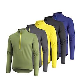 Men's Cycling Jersey Long Sleeve Bike Top with 3 Rear Pockets Mountain Bike MTB Quick Dry Breathability Sweat wicking Sports Black Yellow Green Clothing Appare