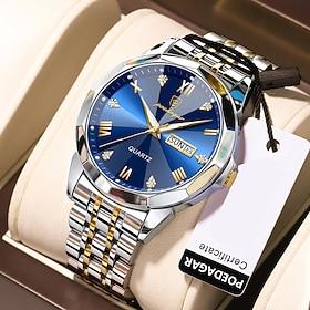 Men's Watches Luxury Fashion Original Quartz Watch for Man Wateproof  Luminous Date Week Wristwatch