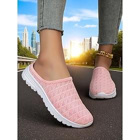 Women's Pink Mesh Walking Shoes – Lightweight Breathable Mule Sneakers for Outdoor Fitness, City Commutes and Casual Travel