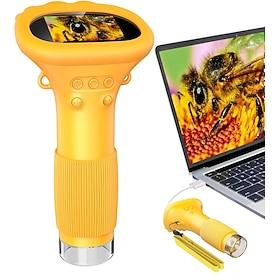 Microscope for Kids, Educational Science Kit Toys Portable Handheld Magnifying Glass, Macro Fixed Focus Digital Kid Microscopes Up to 1000x Magnification,4X Zo