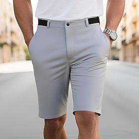 Men's Dress Shorts Burmuda Shorts Work Shorts Pocket Plain Comfort Breathable Knee Length Outdoor Business Fashion Casual Black Navy Blue