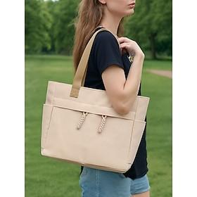 Women's Large Capacity Canvas Tote Bag with Multiple Pockets – Casual Lightweight Shoulder Bag for Work, School, Travel and Daily Use
