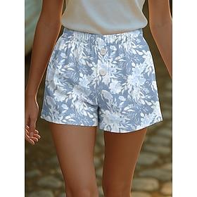 Women's Chinos Shorts Vacation Vintage Ethnic Style Short High Waist Floral Graphic Buckle Print Breathable Soft Outdoor Micro-elastic Formal Outdoor Vacation