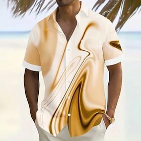 Men's Geometric Marble Abstract Liquid Art Shirt Summer Shirt Button Up Shirt Short Sleeve Fashion Casual Vacation Holiday Streetwear Summer Turndown 3D Print