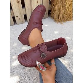 Women's Wide Width Soft Flats – Woven Toe Cap and Flower Accent, Vintage Casual Style for Outdoor Walks, Rural Travel and Weekend Gatherings