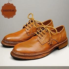 Men's Tan Leather Moccasin Loafers with Tassel Detail and Goodyear Welt - Comfortable and Classy Shoes for Casual and Semi-Formal Occasions