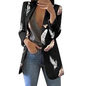 Women's Blazer Comfortable Print Elegant Fashion Casual Floral Going out Casual Daily Cardigan Regular Lapel Regular Fit Long Sleeve Outerwear Black Yellow Gre