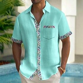 Men's Paisley Ethnic Shirt Summer Shirt Button Up Shirt Short Sleeve Fashion Casual Outdoor Vacation Dailywear Summer Spring Turndown 3D Print Collared Shirts