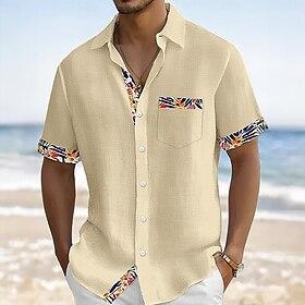 Men's FloralPlants Flowers Shirt Summer Shirt Button Up Shirt Short Sleeve Fashion Casual Vacation Holiday Streetwear Summer Turndown 3D Print Front One Pocket