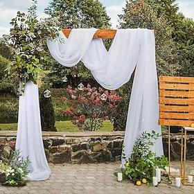 20FT Mesh Tulle Fabric, Silky Wrinkle-Resistant Chiffon Sheer Drapery for Wedding Decor, Bridal Canopy, Event Backdrop, Festival, and Arch Drapes