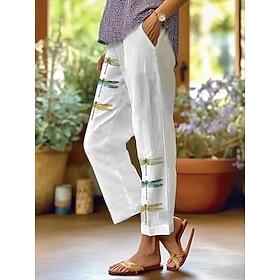 Women's Chinos Vacation Vintage Ethnic Style Ankle-Length High Waist Graphic Animal Pocket Breathable Soft Outdoor Micro-elastic Formal Outdoor Vacation Black
