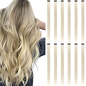 Colored Hair Extensions Clip In 12 Pieces Blonde