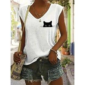 Women's Camisole Tank Top Graphic Animal Stylish Casual Sleeveless V Neck Regular Tops Daily Print White Pink Blue Green Summer Spring