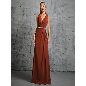 Mermaid / Trumpet Quinceanera Dresses Elegant Dress Formal Wedding Floor Length Sleeveless V Neck Satin with Beading 2025