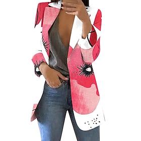 Women's Blazer Comfortable Print Elegant Fashion Casual Floral Going out Casual Daily Cardigan Regular Lapel Regular Fit Long Sleeve Outerwear Black White Pink