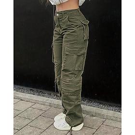 Women's Cargo Pants Pants Trousers Fashion Streetwear Full Length Natural Solid Colored Multi Pocket Comfortable Micro-elastic Sports  Outdoor Daily Wear Khaki