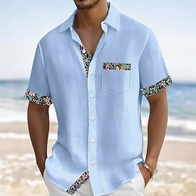 Men's Plants Floral Print Flowers Shirt Summer Shirt Button Up Shirt Short Sleeve Fashion Casual Vacation Holiday Streetwear Summer Turndown 3D Print Front One