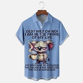 Men's Funny Old Man Shirt Summer Shirt Button Up Shirt Short Sleeve Fashion Casual Holiday Dads Day Gifts Summer Spring Turndown 3D Print Collared Shirts Front