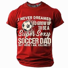Men's Soccer Father T Shirt Short Sleeve T shirt 3D Print Crew Neck Shirt Fashion Daily Basic Street Casual Daily Black Red Blue Summer Spring Clothing Apparel