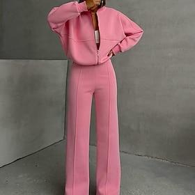 Women's Tracksuit Sweatsuit Activewear Set Pocket Solid Colored Clothing Suit Fall Winter Black White Gym Workout Sports Thermal Warm Windproof Soft Long Sleev