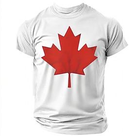 Men's Canada T Shirt Short Sleeve T shirt 3D Print Crew Neck Shirt Fashion Daily Basic Street Casual Daily Black White Blue Summer Spring All Seasons Clothing