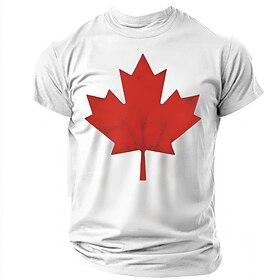 Men's Canada T Shirt Short Sleeve T shirt 3D Print Crew Neck Shirt Fashion Daily Basic Street Casual Daily Black White Blue Summer Spring All Seasons Clothing