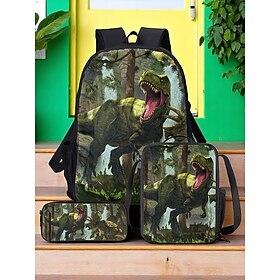 3-Piece Dinosaur Backpack Set for Kids – T-Rex Print School Bag with Lunch Bag  Pencil Case, Durable Lightweight Bookbag for Boys  Girls, Ideal for School, Tra